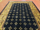 6x9 Aubusson Design Nepali Tibetan Rug Black & Tan Hand-Knotted Wool Carpet Soft Plush Pile New Rug Nice