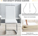 White PU Leather Dining Chair Set High Back Upholstered