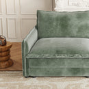 Corduroy Fabric 4-Seater Comfy Cloud Couch with 2 Movable Footrest for Living Room,Oversized Deep Seat U-Shaped Couch Set, Upholstered Large Size Deep Seat Sofa with 4 cushions
