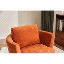 Velvet Swivel Barrel Chair, Swivel Accent Chairs Armchair for Living Room, Reading Chairs for Bedroom Comfy, Round Barrel Chairs with Gold Stainless Steel Base (Orange)