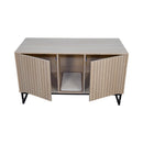 Modern Wooden Cat House with Scratching Mat - 47.64' x 21.46' x 25.98', 76.4 lbs