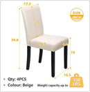 Beige Upholstered Dining Chairs Set Of 4 Modern Fabric