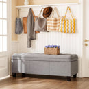 Forty Seven Inch Storage Ottoman Bench Linen Gray Fabric