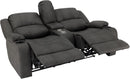 67 Inch Powered Wall Hugger Recliner Sofa Gunmetal Fabric