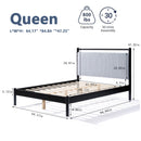 Queen Wood Bed Frame with Fluffy Soft Headboard