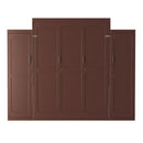 Queen Size Murphy Bed, Wooden Queen Wall Bed with 2 Wardrobe and Storage Shelf, Multifunctional Foldable Platform Bedframe for Guest-Room, Bedroom, Walnut