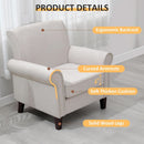 Beige Mid Century Modern Accent Chair Nailhead Trim