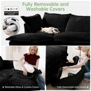 Modern Slipcovered 2-Seat Sofa Couches for Living Room, 2 Seater Sofa, Corduroy Deep Seat Sofa with Upholstered Cushion&Detachable Cover, Comfy Sofa Couch for Small Space, Apartment, Black Corduroy