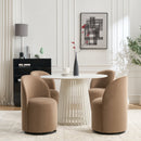 Set Of 1 Upholstered Kitchen & Dining Room Barrel Chair, Mid Century Modern Round Velvet Dining Chair, 360 Degree Swivel Comfy Armless Accent Makeup Vanity Side Chair for Bedroom Living Room