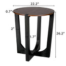 ACACIA SOLID WOOD SIDE TABLE,BROWN & BLACK COLOR