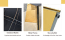 Table and chair set.63'x31.5x30'Black Texture With Lines Patterned Sintered Stone Table with Golden Stainless Steel Butterfly Legs.Paried With 4 Black High-quality PU Chairs With Golden Metal Legs.