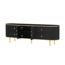 U-Can Modern TV Stand for TVs up to 80 Inches, Entertainment Center with 4 Drawers and 1 Cabinet, Wood TV Console Table with Metal Legs and Handles for Living room(Old SKU:SJ000117AAB)