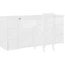 Full Size Murphy Bed with Drawers, Cabinets and USB Ports,White