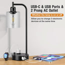 Industrial Nightstand Lamps Set of 2 Dimmable USB C Ports