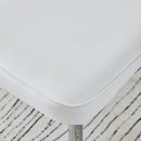 Modern Minimalist Dining Chairs Office Chairs Set with White PU Seats and Silver Metal Legs