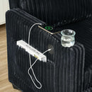 53 Inches Black Corduroy Fabric Sleeper Sofa USBPort
