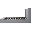 Queen Size Platform Bed with Headboard, Upholstered Platform Bed with Storage, Grey