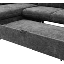 146.9" L-shaped Sofa Sectional Sofa Couch Pull-out Sofa Bed with a Movable Storage Ottoman, a Storage Chaise Lounge and Two USB Ports for Living Room, Grey