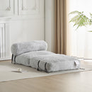 Latina Indoor Foldable Bean Bag Lounge Chair, Light Gray, Faux-Fur, 37x35x27.5 inches