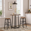Round Bar Stools Set of 2 With Footrest 24.4 Inch Industrial Rustic Brown