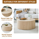 Natural Wood Cylindrical Coffee Table with MDF Material for Living Room, 27.5 Inch Diameter,12 inches high, and MDF material for living room furniture.