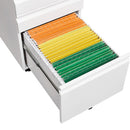 Modern 3-Drawer Mobile Filing Cabinet with Lock, White Metal Office Storage, Legal/Letter Size