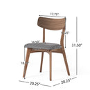 7-Piece Mid-Century Dining Set with Walnut Finished Frame, Upholstered Dining Chairs ,Dark Grey & Wood Dining Table