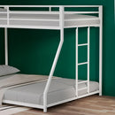 Adam Sturdy Twin Over Full Metal Bunk White for Kids and Adult, Low Profile and Easy Climbing with Stable Ladder