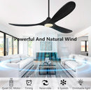 52 Inch Matte Black Wood Ceiling Fan With Remote Light