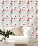 Light Wallpaper with Flowers and Leaves