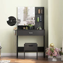 Black Makeup Vanity Table With Lighted Mirror And USB Ports