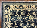 Sino Persian Rug 6x9, Hand Knotted Wool Carpet, Floral Allover, Blue Cream-Tan