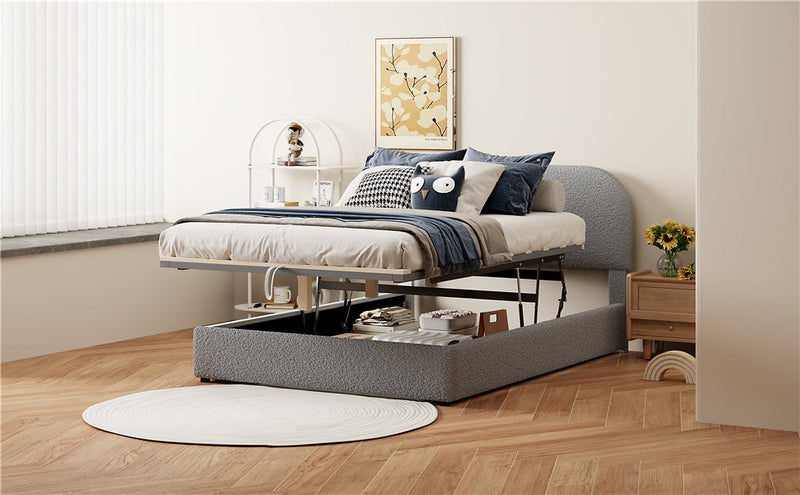 Walker Edison | Teddy Upholstered Full Size Platform Bed with Storage