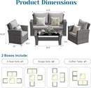 4 Piece Outdoor Patio Furniture Set All Weather Wicker Grey