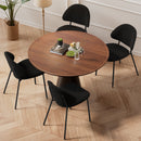 Set of 4 Upholstered Boucle Fabric Dining Chairs Mid-Century Modern Dining Chairs with Curved Backrest for Dining Room Kitchen (Black)