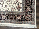 Sino Persian Rug 9x12, Floral Allover Design, 170 KPSI, Ivory and Dark Maroon