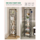 Greige Six Tier Narrow Bookshelf With Two Hooks Industrial