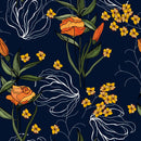 Fashionable Orange Flowers Wallpaper Chic