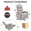 Manual Recliner Chair with Rocker and Swivel in Fabric for Living Room, Grey