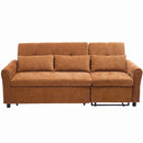 2-in-1 Sofa 82' Three-seater Sofa with Sofa Bed and Reversible Recliner, Orange Chenille