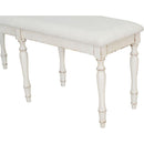 Vintage Traditional 50.4inch Upholstered Dining Bench with 6 Solid Wood Legs, Cream