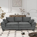 85.4" Modern Curved Sofa, Back Upholstered Couch with 2 Decorative Throw Pillows, Corduroy Fabric Couch for Living Room, Bedroom, Apartment