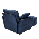 Modern Ergonomic Single Seater Sofa with Ottoman, High-Resilience Support, Blue Chenille Upholstery