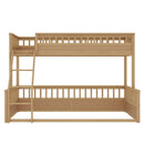 Twin XL over Queen Bunk Bed with Ladder and Guardrails, Natural