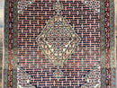 Afghan Rug 4x5, Wool with Silk Highlights, Very Fine Hand Knotted Vintage Oriental Carpet, Herati Pattern, Persian Rug, Bidjar Rug, 400 KPSI