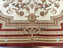 Aubusson Needlepoint Rug 9x11, Handmade Vintage Wool Flatweave Carpet, Elegant European Rug, Floral, Cream