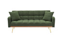 69 Inch Sofa Bed Green with Adjustable Teddy Sofa for Small Space Living Room and Bedroom