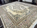 Indo Persian Rug 12x15, Palace Sized Carpet, Oversized Wool Handmade Rug, Kerman Rug, Semi Open Field, Pande Cameron Rug, Beige