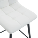 Modern White PU Bar Chair Set - Checkered Design, Black Metal Legs, Multiple Colors, 37-inch Height