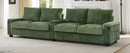 Modern 4-Seater Corduroy Sofa with USB Ports, Hidden Storage Arms, Flip-Top Cup Holders, Green, 133'